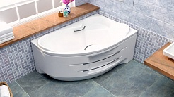BellSan Акриловая ванна Индиго 168x110 L с гидромассажем с ручками – фотография-3